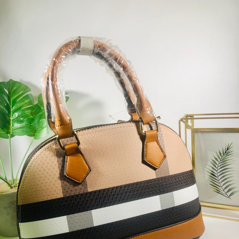 Caramel Plaid Satchel